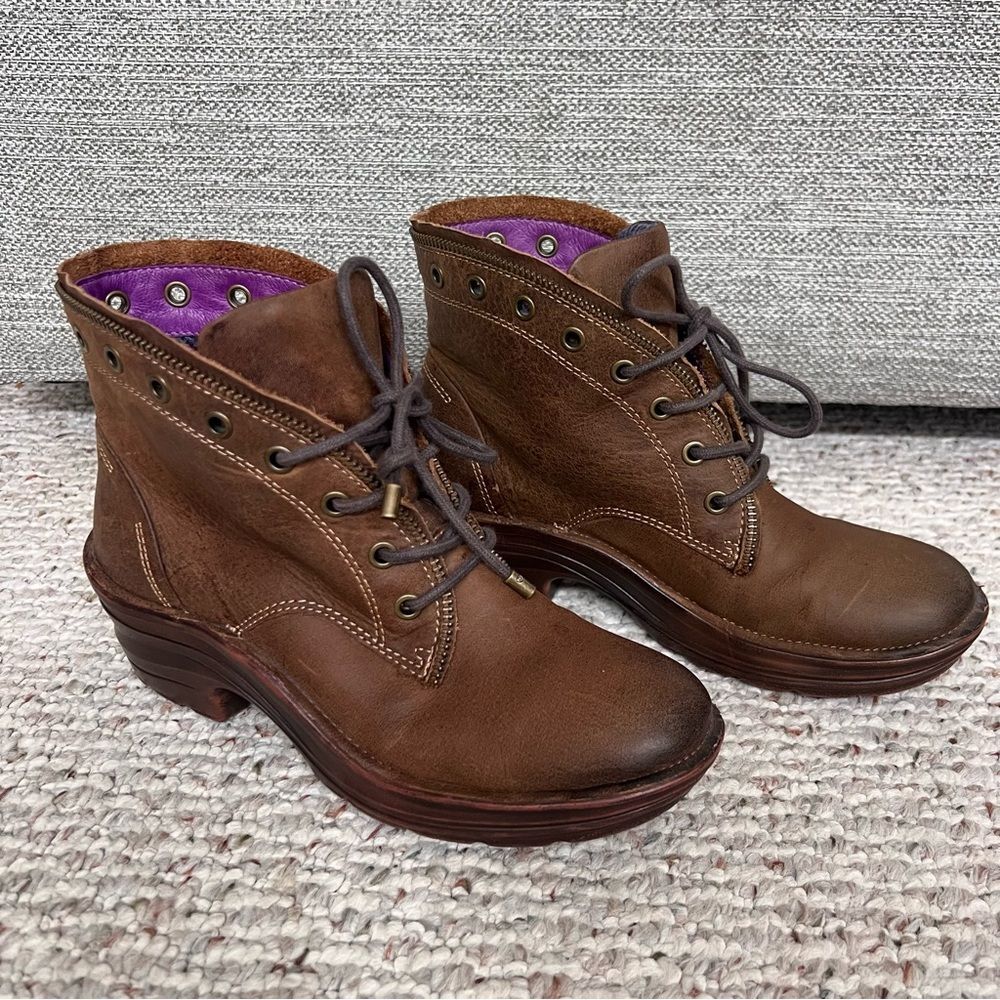 Bionica Rangeley Leather Lace Up Heel Ankle Boots